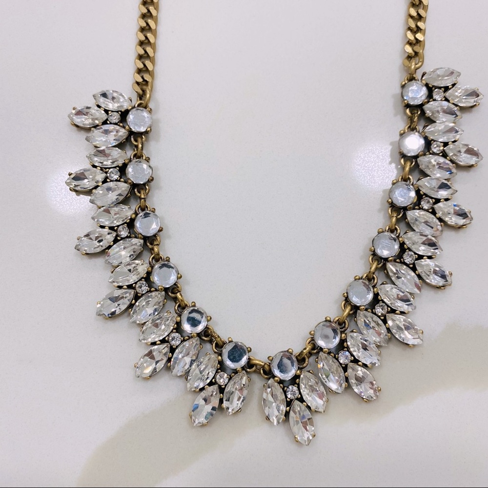 J.Crew Crystal Brass Statement Necklace